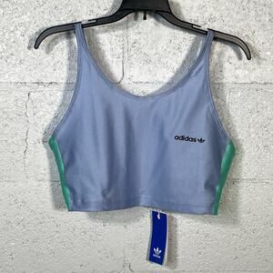 Adidas Originals Women's Scoop-Neck Crop Top - Blue Dawn/easy Green large